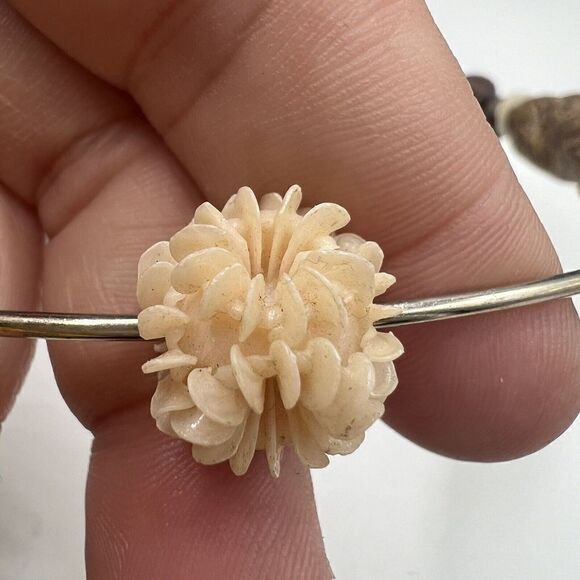 1980's Handmade Pottery, Celluloid, Murano Choker Statement Necklace Silver - Picture 3 of 11